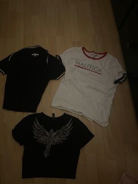 Nautica White Tee/love tree top/ cross with rhinestones 3 for 1 deal